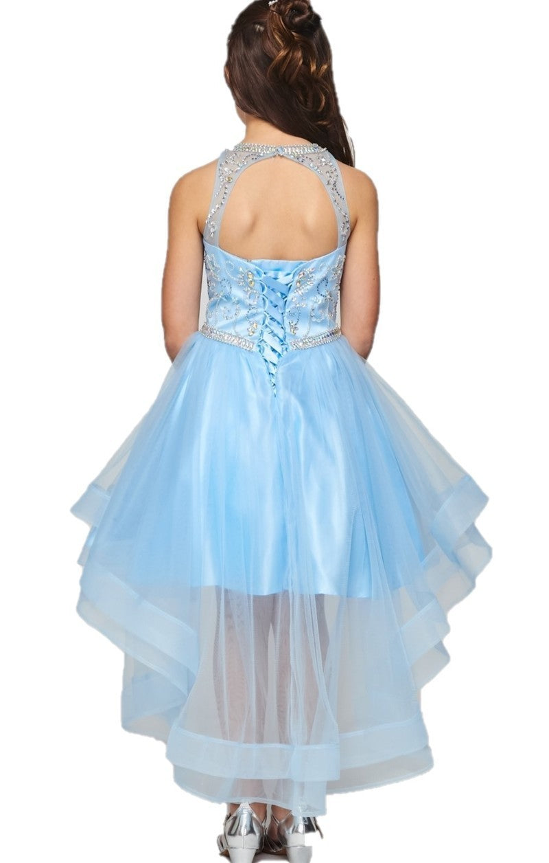 Halter Pearl Jewel Beaded Tulle Girl Party Dress by Cinderella Couture USA AS5101