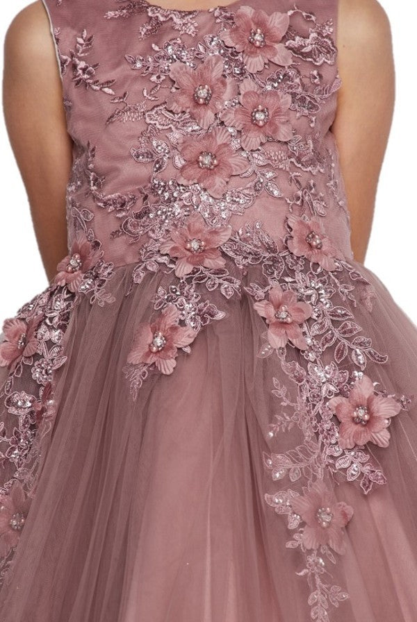Floral Tulle Girl Party Dress by Cinderella Couture USA AS9040