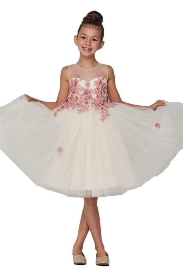 Floral Tulle Girl Party Dress by Cinderella Couture USA AS9035