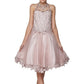 Halter Perl Beaded Mesh Satin Girl Party Dress by Cinderella Couture USA 8500