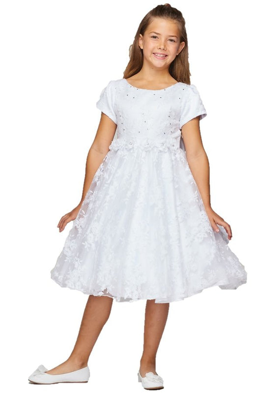 Floral Beaded Satin Lace Cap Sleeve Party Dress by Cinderella Couture USA AS9078
