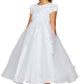 FLoral Stone Cap Sleeve Satin Tulle Flower Girl Dress by Cinderella Couture USA AS2013