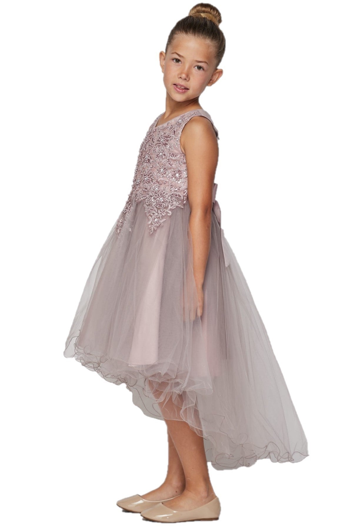 Pearls Rhinestones Tulle Girl Party Dress by Cinderella Couture USA AS9086