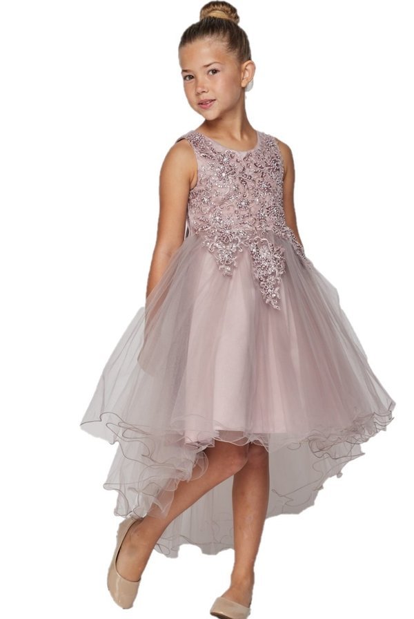 Pearls Rhinestones Tulle Girl Party Dress by Cinderella Couture USA AS9086