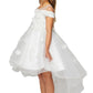 Off the Shoulder Floral Sequin Pearl Beads Girl Tulle Party Dress by Cinderella Couture USA 9119
