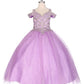 Off the Shoulder Rhinestone Lace Tulle Mini Quince by Cinderella Couture USA AS8028