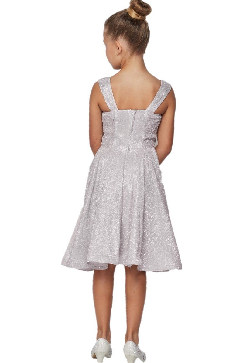 Studed Waist Lurex Girl Party Dress by Cinderella Couture USA AS5070