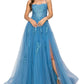 Dusty-Blue Lace Tulle Gown by Cinderella Couture USA AS8031J-DBlue-Q - Special Occasion/Curves