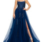 Navy Lace Applique Tulle A-Line Gown by Cinderella Couture USA AS8031J-NA Lace Tulle Gown - Special Occasion/Curves