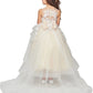 Floral Satin Tulle Flower Girl Dress by Cinderella Couture USA AS5093