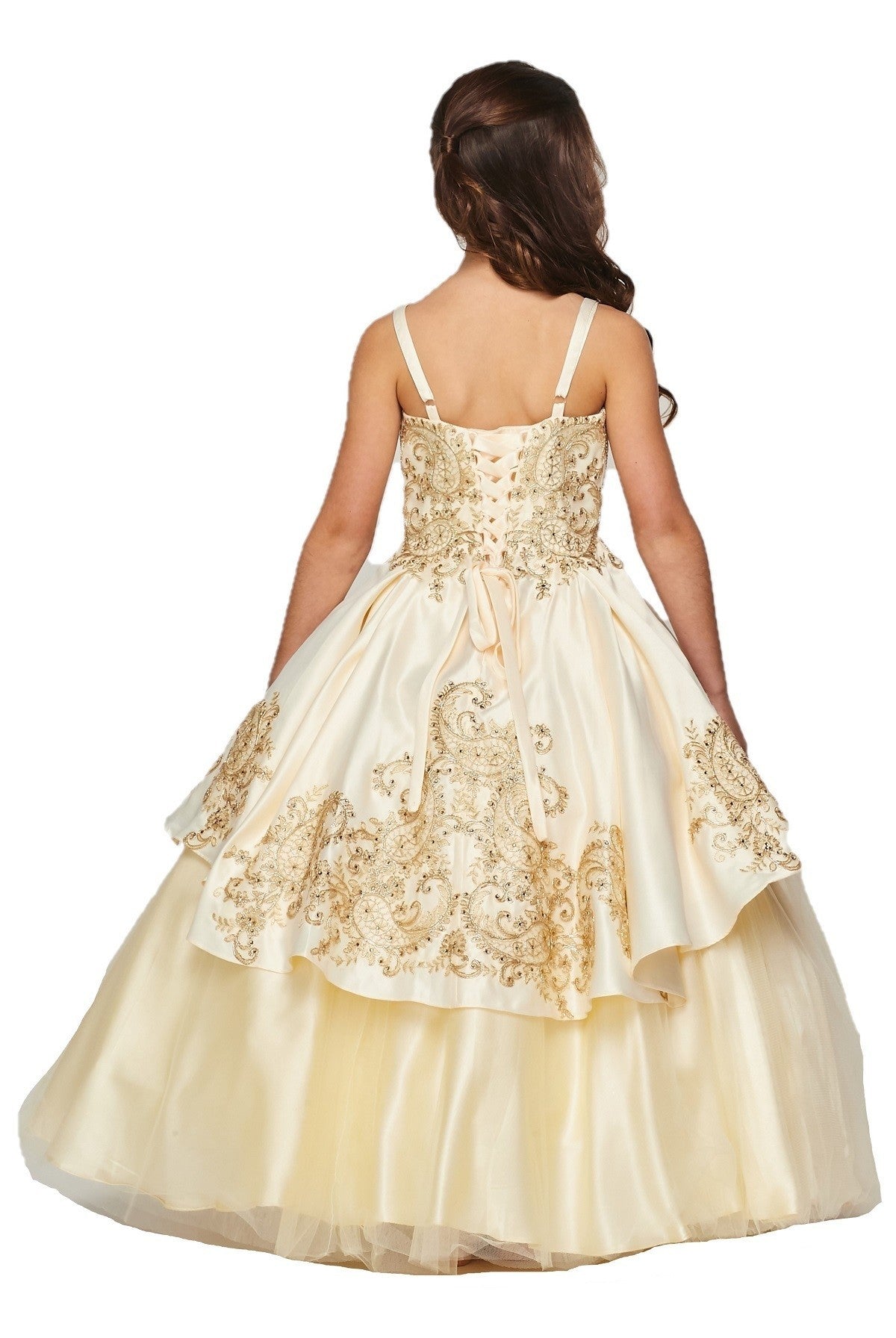 Lace Corset Satin Tulle Girl Mini Quince by Cinderella Couture USA AS8008