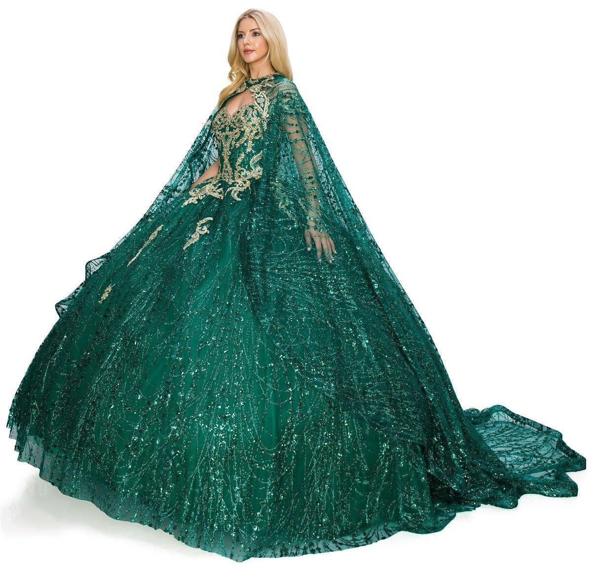 Off the Shoulder Floral Tulle Lace Quinceanera Dress by Cinderella Couture USA AS4201HG