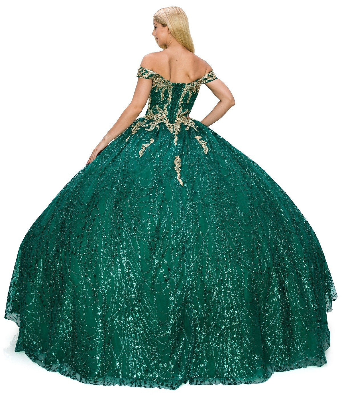 Off the Shoulder Floral Tulle Lace Quinceanera Dress by Cinderella Couture USA AS4201HG