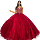 Off the Shoulder Glitter Lace Tulle Quinceanera Dresses by Cinderella Couture USA AS8028J_BURG