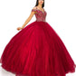 Off the Shoulder Glitter Lace Tulle Quinceanera Dresses by Cinderella Couture USA AS8028J_BURG