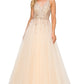 Champagne Sequins Lace Tulle A-line Gown by Cinderella Couture USA AS8034J - Special Occasion/Curves