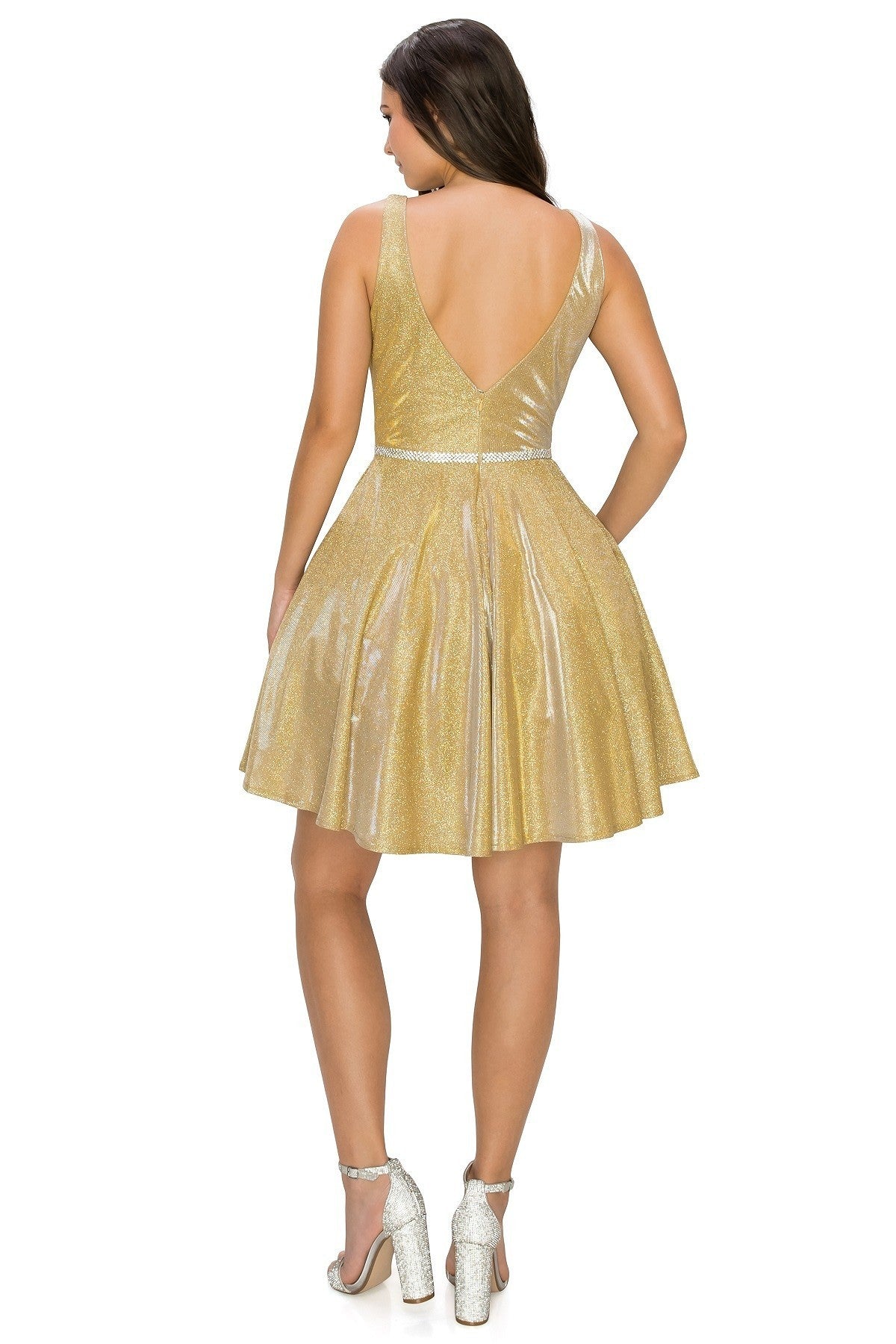Metalic Party Dress by Cinderella Couture USA AS8013J-GOLD