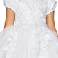 FLoral Stone Cap Sleeve Satin Tulle Flower Girl Dress by Cinderella Couture USA AS2013