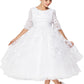 3/4 Sleeve Rhinestone Beaded Flower Girl Dress by Cinderella Couture USA AS2908