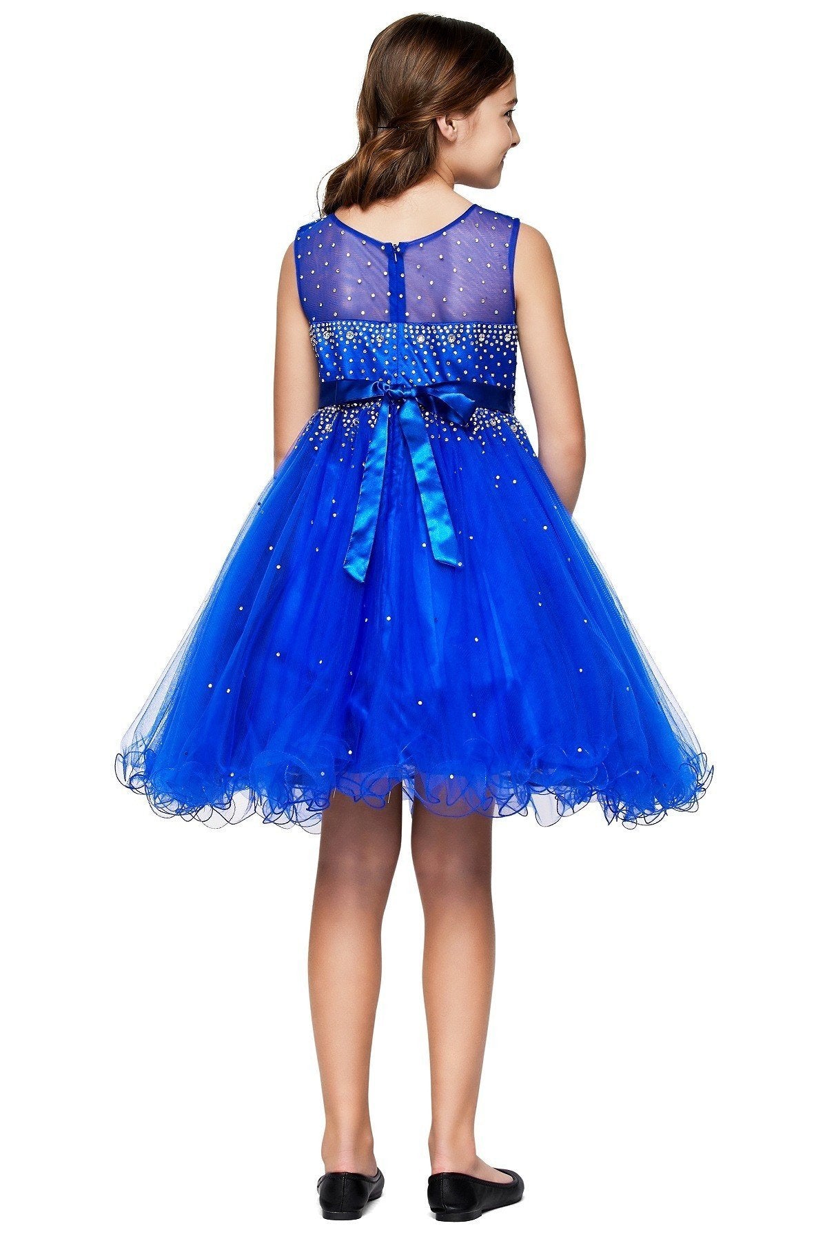 Beaded Rhinestones Tulle Girl Party Dress by Cinderella Couture USA AS5029
