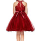 Halter Beaded Rhinestone Tulle Dress by Cinderella Couture USA 5040