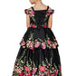 Off the Shoulder Floral Satin Girl Mini Quince by Cinderella Couture USA AS8006