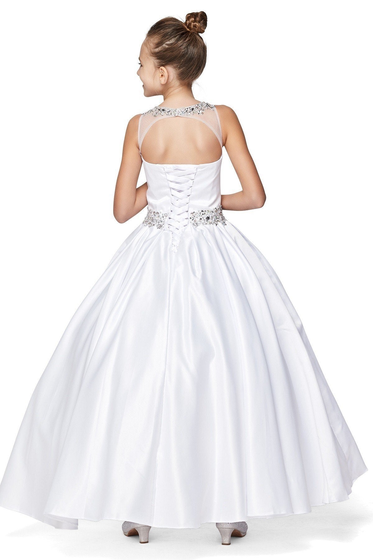 Beaded Bodice and Waist & Pleated Skirt Satin Girl Mini Quince by Cinderella Couture USA AS5047