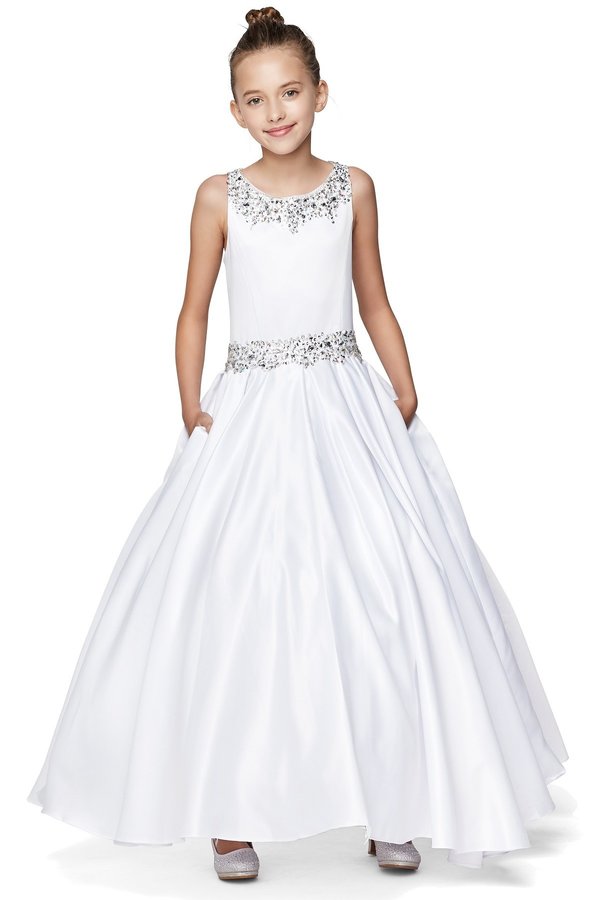 Beaded Bodice and Waist & Pleated Skirt Satin Girl Mini Quince by Cinderella Couture USA AS5047