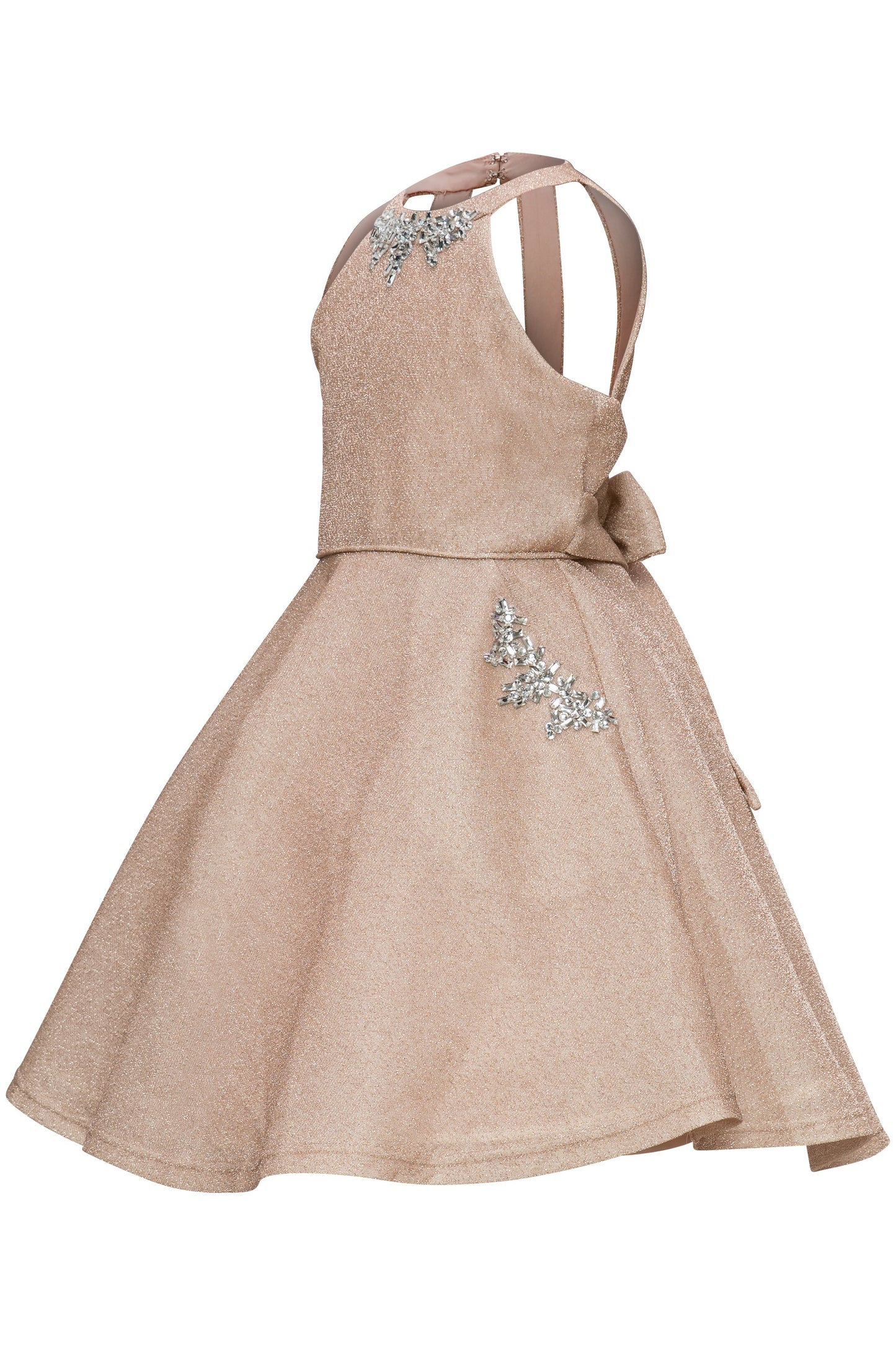 Metallic Rhinestone Halter Party Dress by Cinderella Couture USA 5085