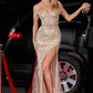 Champagne Off The Shoulder Sequin Gown CD0203 - Women Evening Formal Gown - Special Occasion-Curves