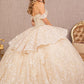 Champagne_1 Jewel 3-D Butterfly Applique Sweetheart Quinceanera Dress - GL3112