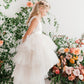 Champagne_2 Girl Dress with Ruffled Tulle High-Low Dress - AS5658