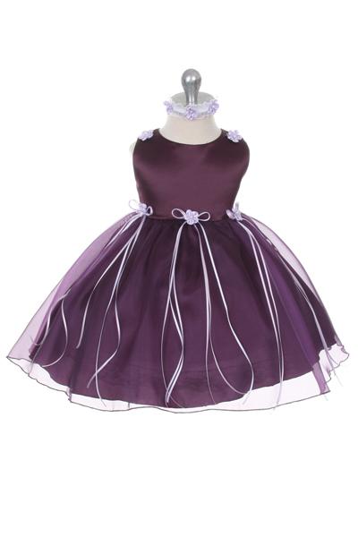 Eggplant Baby Rosebud Organza Party Dress-AS193