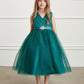 Emerald Girl Dress with Glitter V-Neck Tulle Dress - AS5698