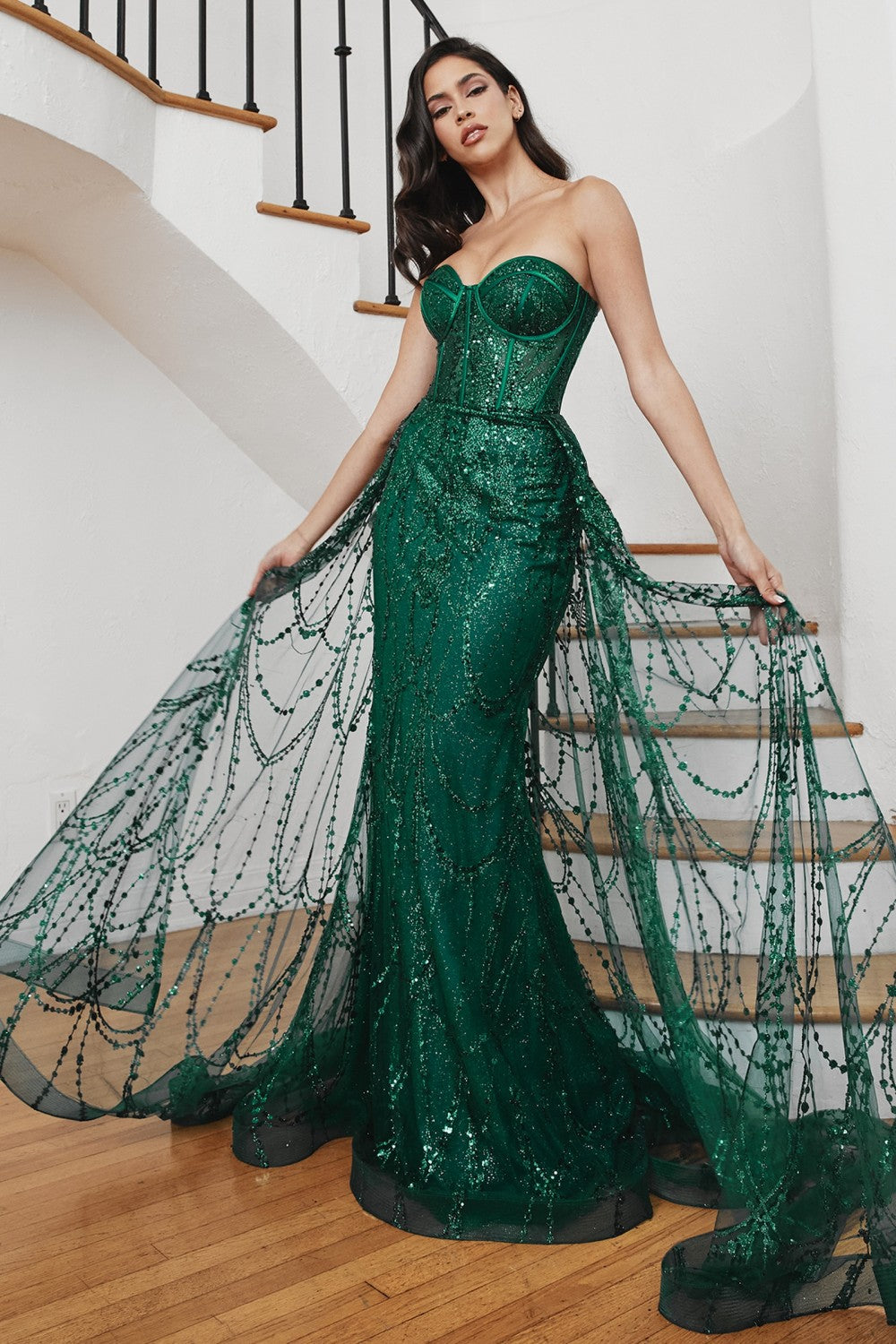 Emerald Sweetheart Mermaid Corset Slit Gown CB095 - Women Evening Formal Gown - Special Occasion