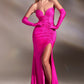 Fuchsia Strapless Stretch with Gloves Slit Gown CD889 - Women Evening Formal Gown - Special Occasion