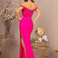 Fuchsia_1 Glitter Sheer Bodice Mermaid Slit Gown GL3162 - Women Formal Dress- Special Occasion-Curves