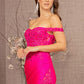 Fuchsia_2 Glitter Sheer Bodice Mermaid Slit Gown GL3162 - Women Formal Dress- Special Occasion-Curves