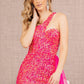Fuchsia_2 Sequin Glitter Asymmetric Mermaid Women Formal Dress - GL3133 - Special Occasion-Curves