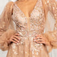 GL3001 GLS by Gloria - Sheer Bodice Sequin A-Line Gown - Special Occasion/Curves