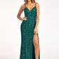 Elizabeth K - GL3055 - Sequin V-Neck Mermaid Side Slit  Dress - Special Occasion/Curves
