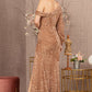 Gold_1 Sequin Asymmetric Velvet Mermaid Dress - GL3159 - Special Occasion-Curves