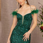 Green_2 Sheer Bodice Glitter Trumpet Dress GL3130 - Women Formal Dress - Special Occasion-Curves