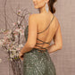 Green_4 Asymmetric Glitter Mesh Mermaid Dress GL3161 - Women Formal Dress - Special Occasion-Curves