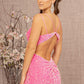 Hot Pink_3 Velvet Spaghetti Strap Mermaid Women Formal Dress - GL3145 - Special Occasion-Curves