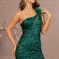 Hunter Green_3 Sheer Bodice Sequin Mermaid Women Formal Dress - GL3129 - Special Occasion-Curves