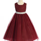Long Lace Illusion with Thick Rhinestone Trim Girl Party Dress by AS524-E Kids Dream - Girl Formal Dresses