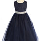 Long Lace Illusion with Thick Rhinestone Trim Girl Party Dress by AS524-E Kids Dream - Girl Formal Dresses