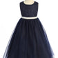 Long Lace Illusion with Thick Pearl Trim Girl Party Dress by AS524C Kids Dream - Girl Formal Dresses