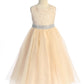 Long Lace Illusion with Thick Rhinestone Trim Girl Party Dress by AS524-E Kids Dream - Girl Formal Dresses
